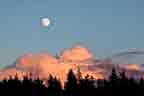 Moon over the Mountains in Bellingham, Washington